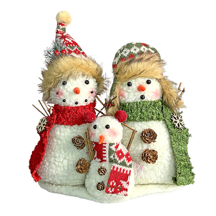 Plush Snowman Trio Family Christmas Décor for Home and Office