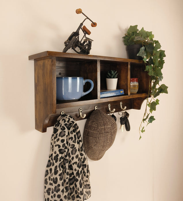 Ambrosia Wooden Wall Shelf Organiser With Key Holders