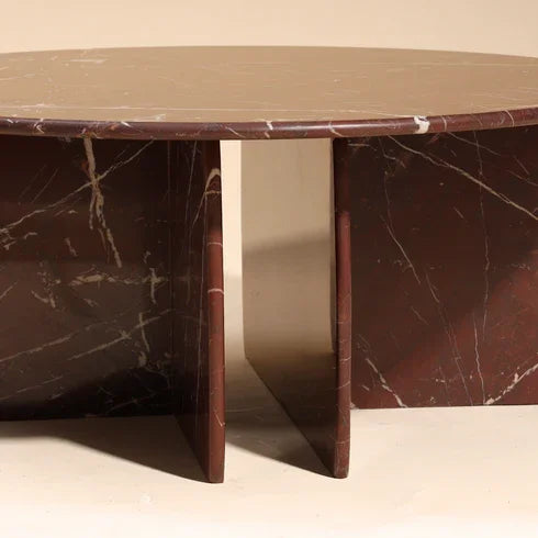 Raio Rosso Marble Coffee Table for Living Room | Luxury Red Marble Center Table