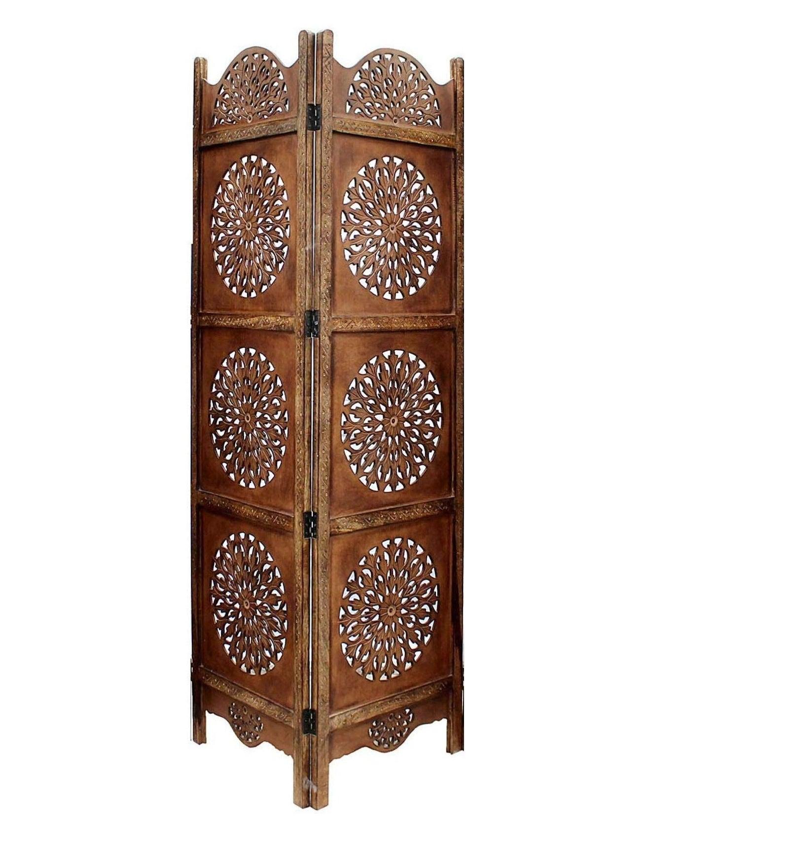 MDF Jali Room Divider with Handcrafted Mango Wood Frame