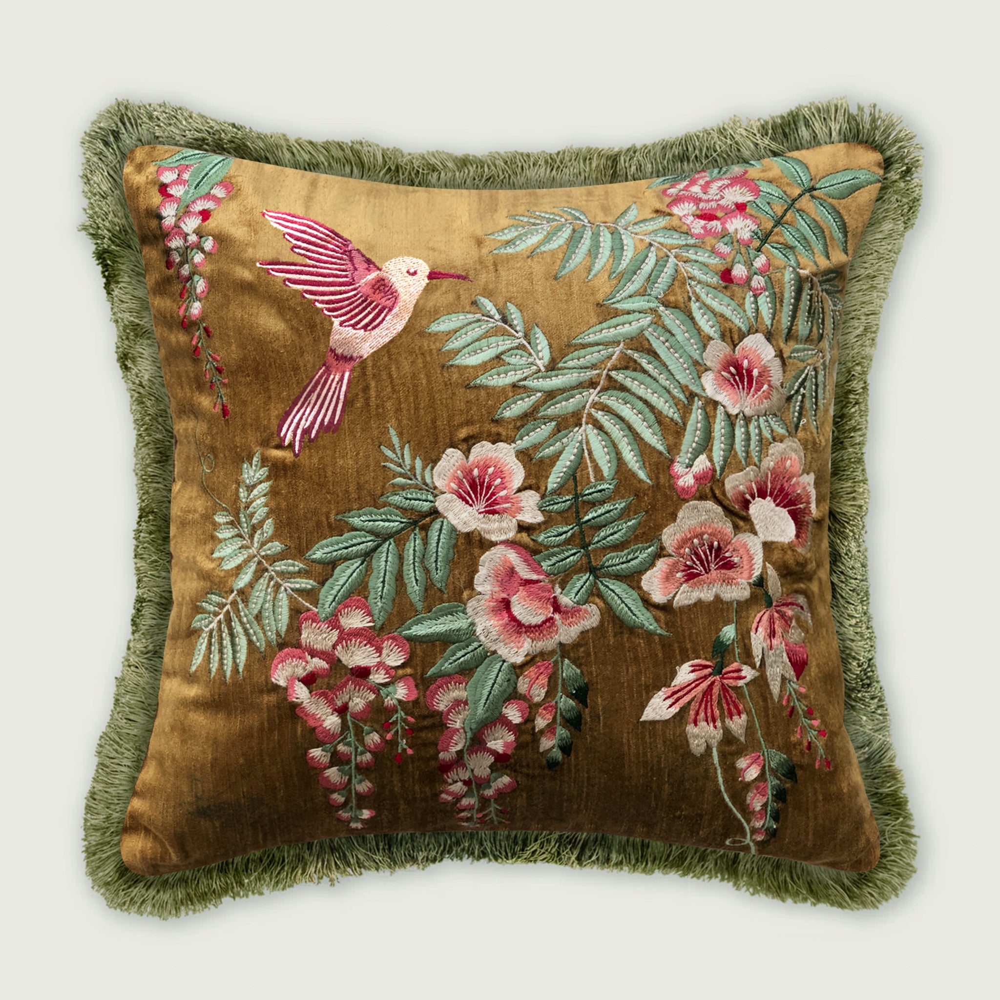 Symphony of Songbird Embroidery Cushion Cover - 18x18