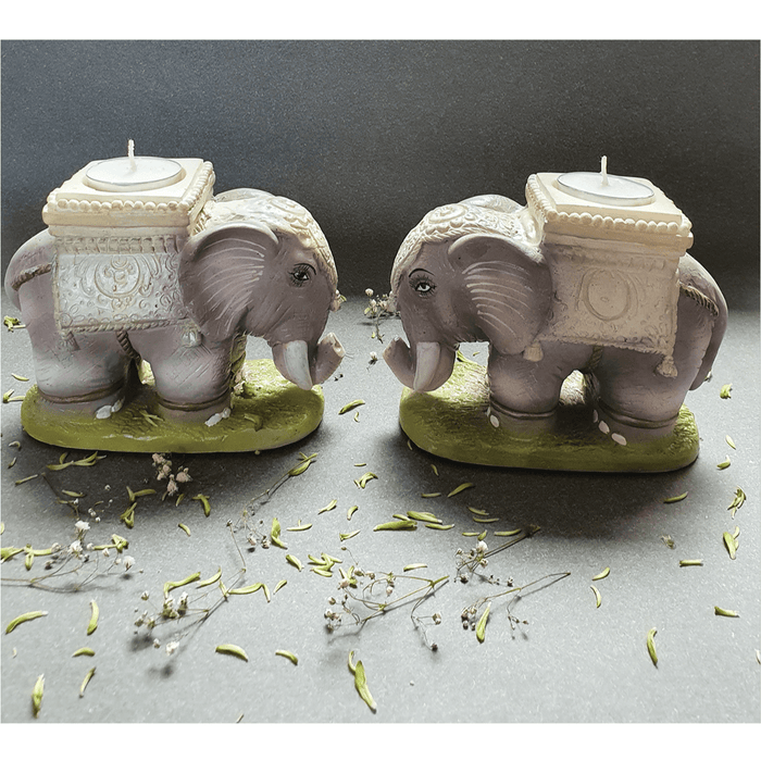 Crafted Elephant Tealight Holder (Set Of 2)