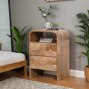 Minicoy Wooden Bedside Table with Storage | Solid Mango Wood Nightstand for Modern Bedrooms | Small Side Tables