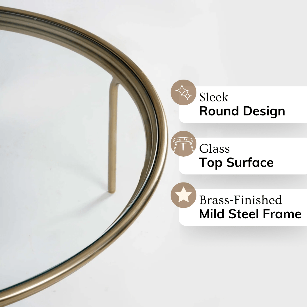 Olivia Round Center Table for Living Room | Modern Coffee Table | Glass Tea Table