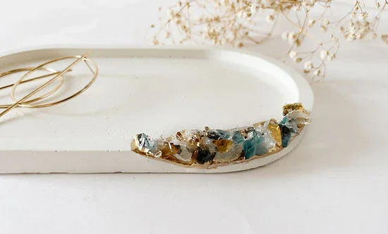 Concrete & Cyrstal Trinket White