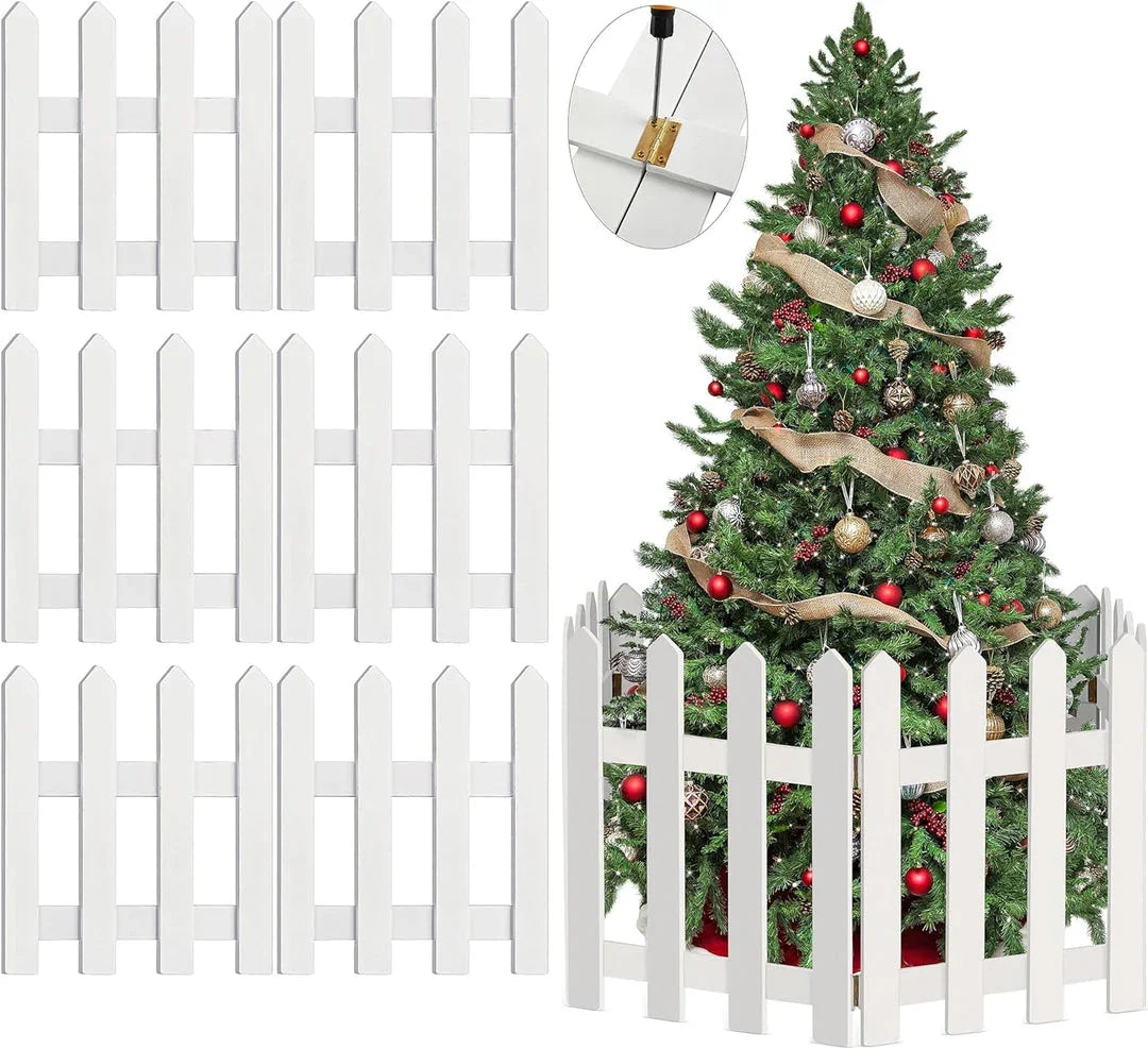 Christmas Tree Fences White Wooden Pack of 4
