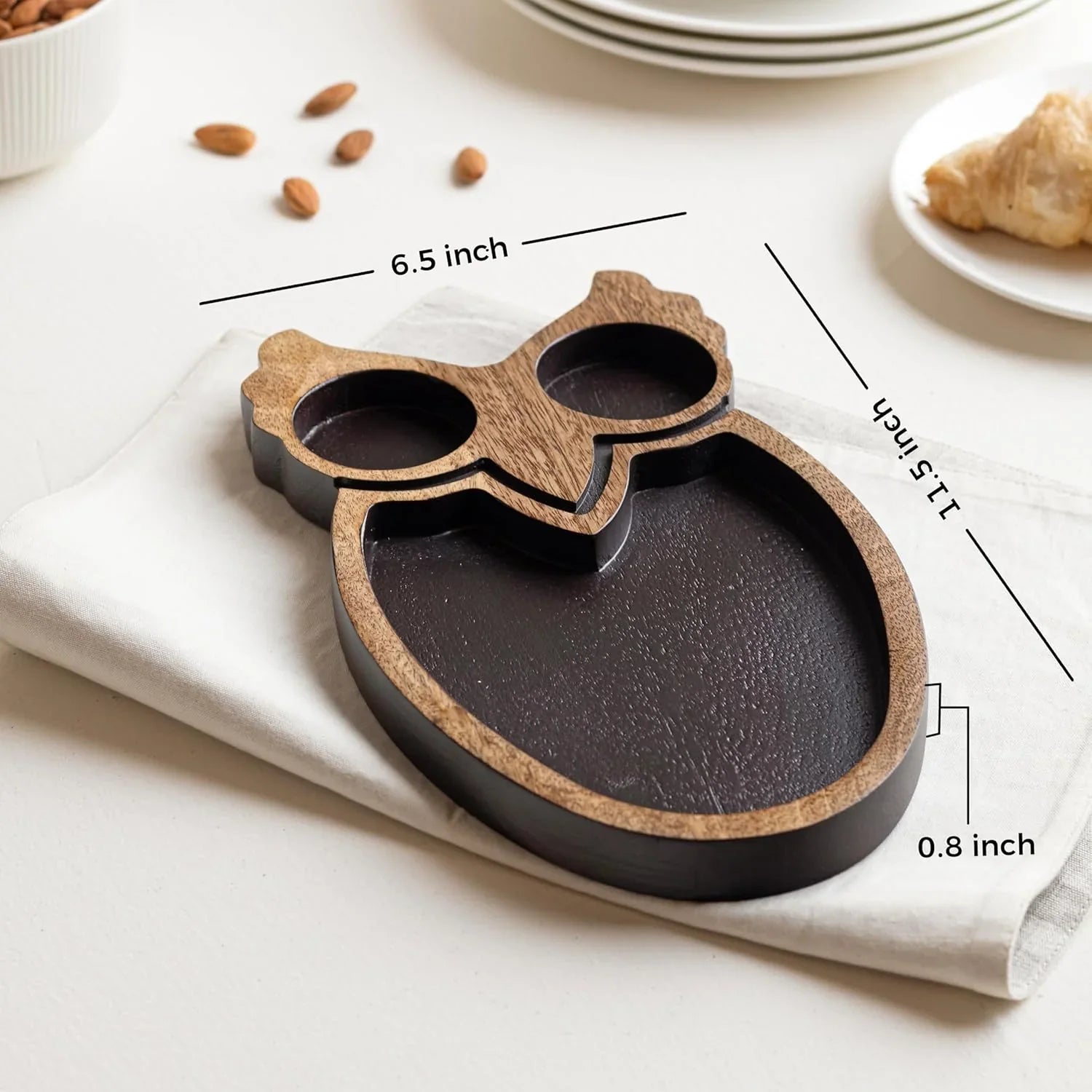 Mango Wood Owl Chip and Dip Platter