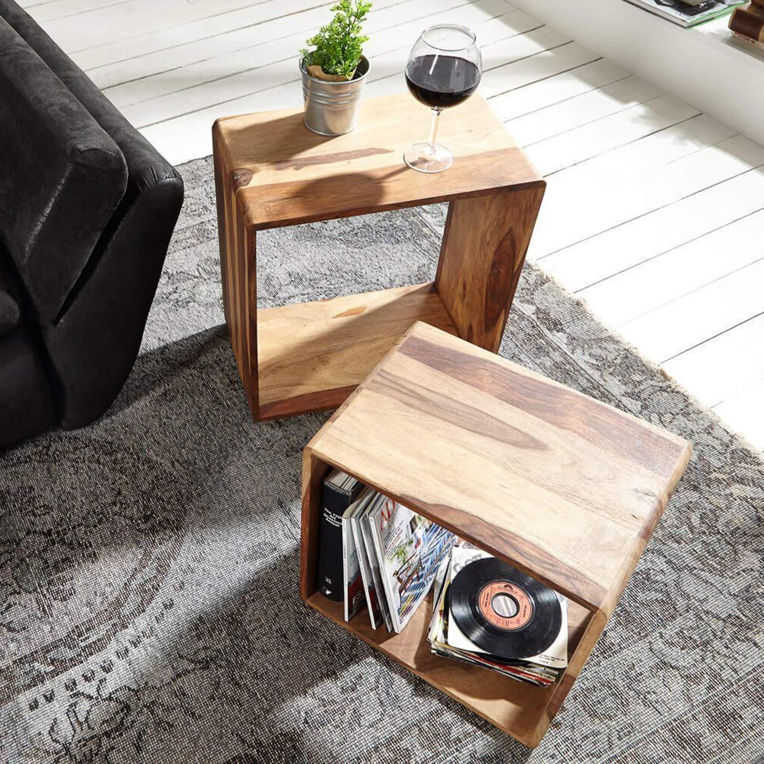 Hamilton Nested Cube Side Table | Nesting Table | Sheesham Wood End Table for Living Room
