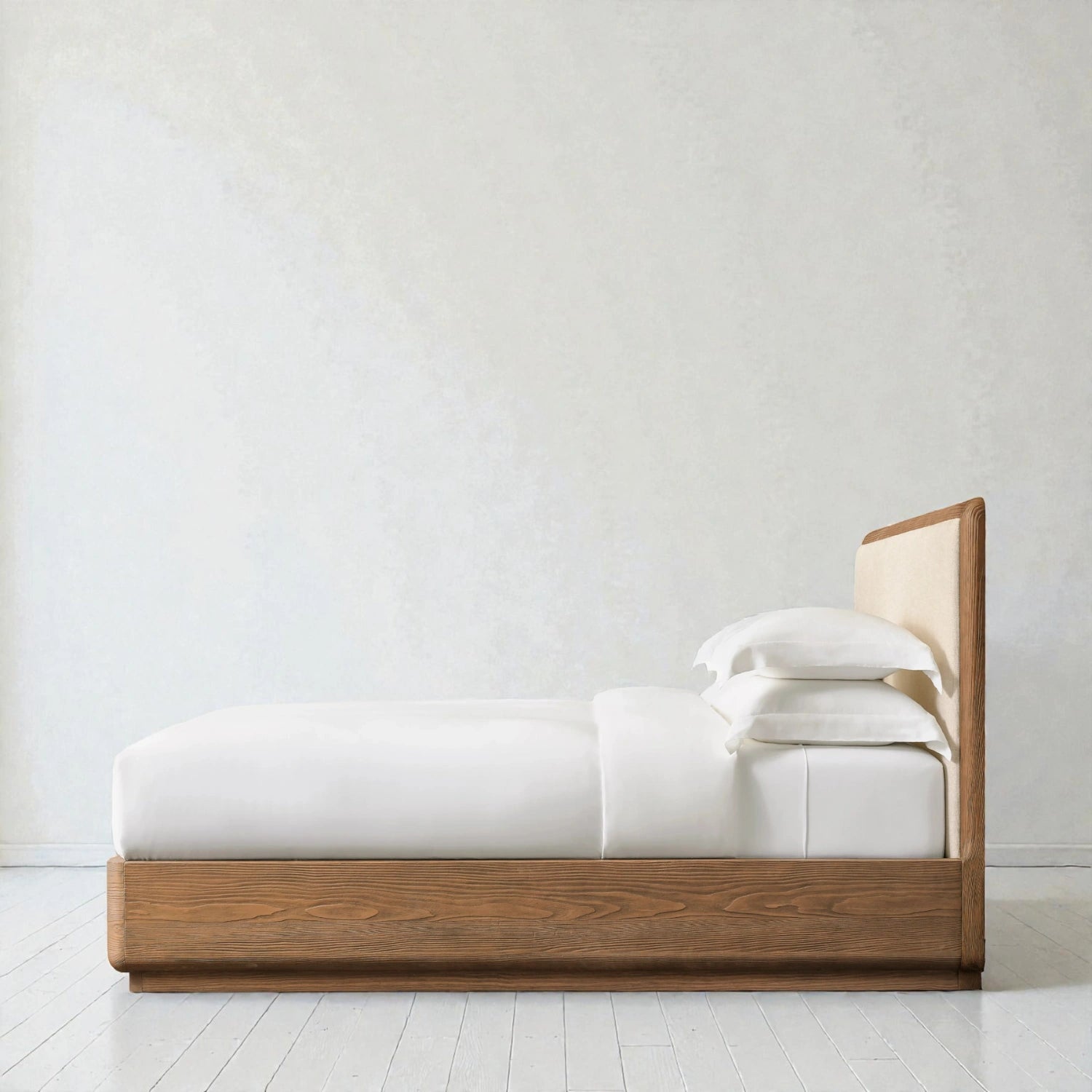 Cairo Solid Ash Wood And Fabric Upholstered King Size Bed