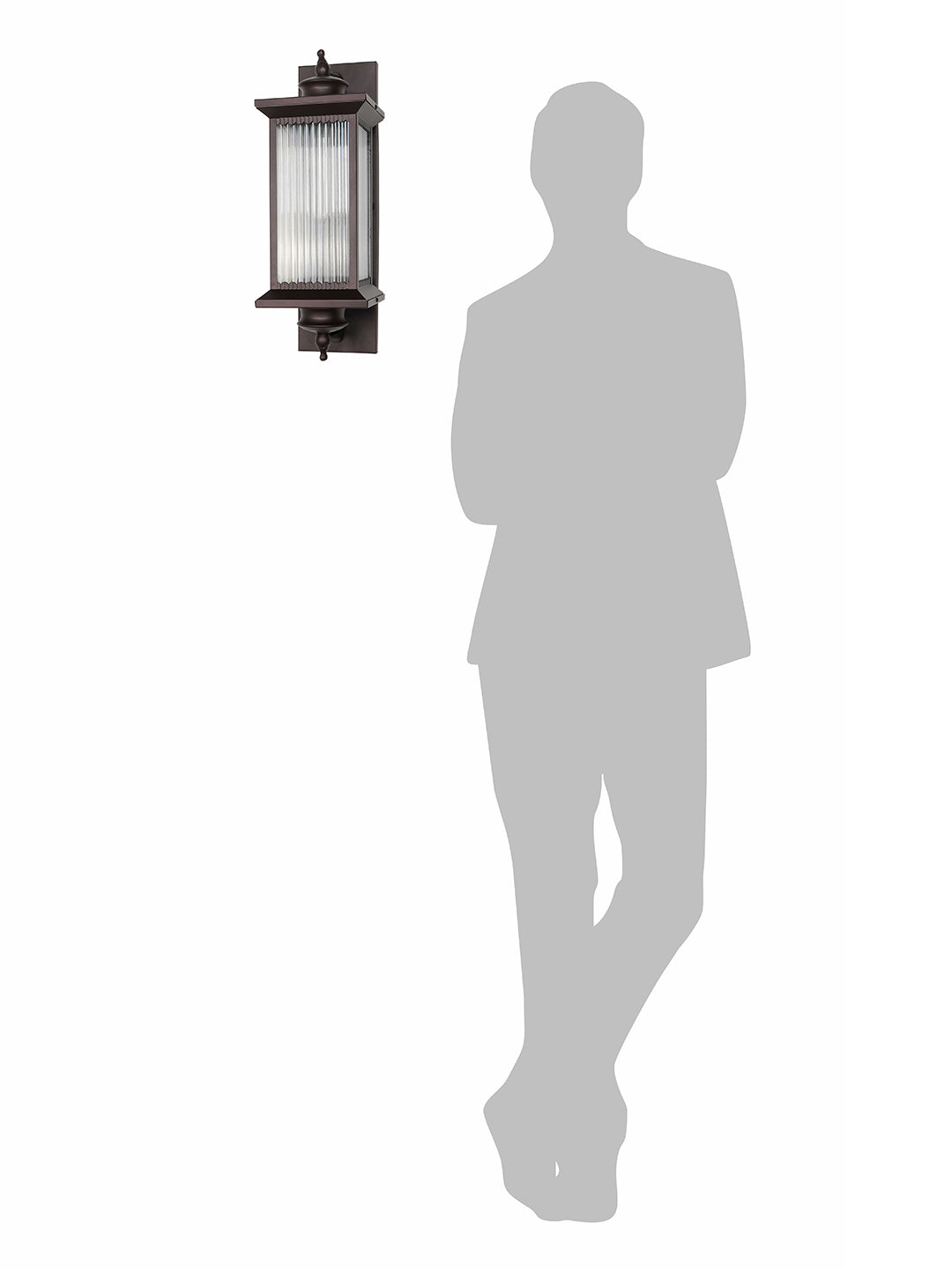 23-Inch Transitional Outdoor Wall Lantern | Dark Brown Finish with Fluted Glass