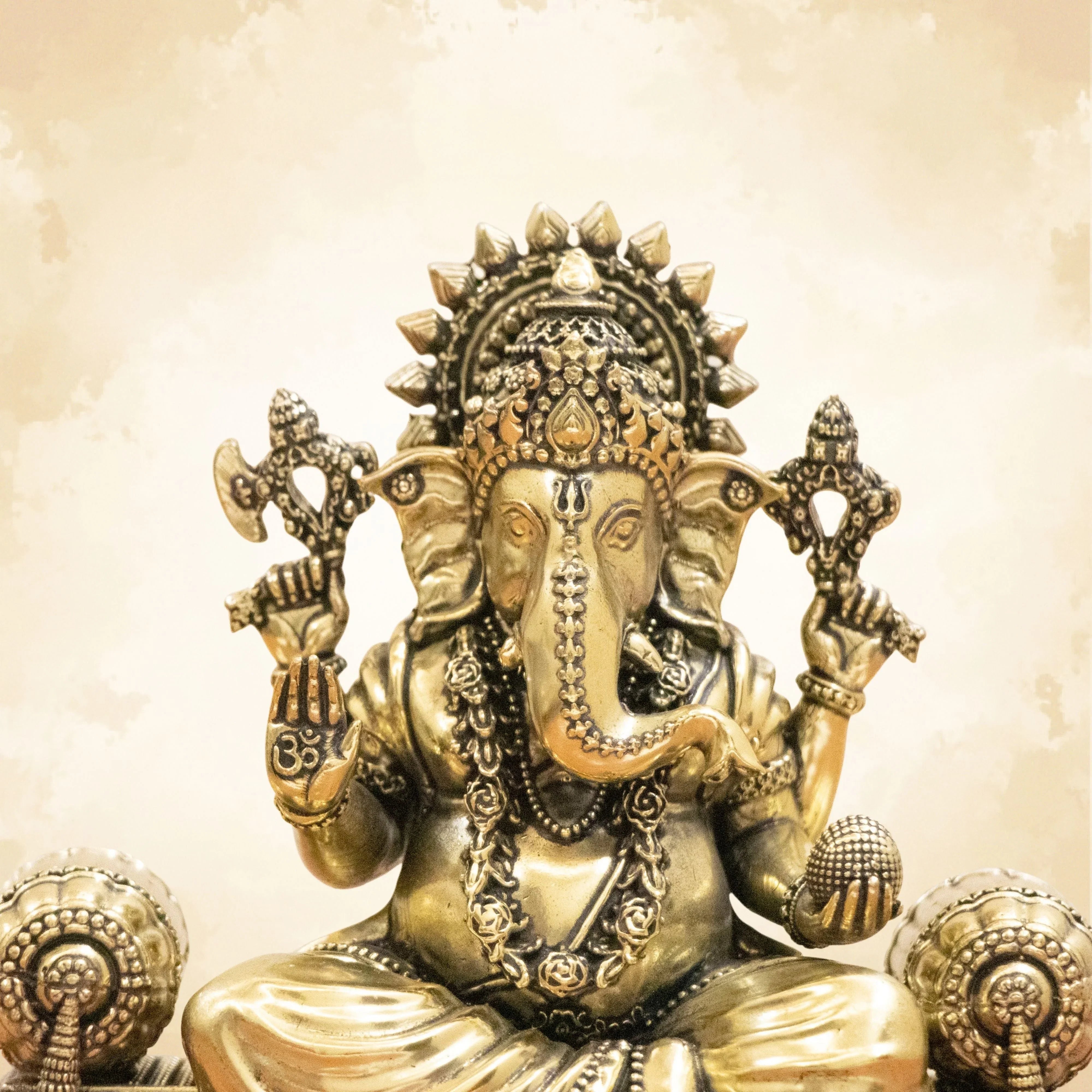 Royal Ganesha Brass Idol – Embodiment of Authority, Knowledge & Positivity - 5.5 Inches