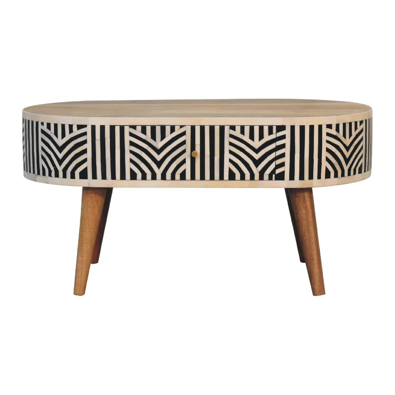 Boho Bone Inlay Console Table | Solid Mango Wood Entryway Table with Drawer