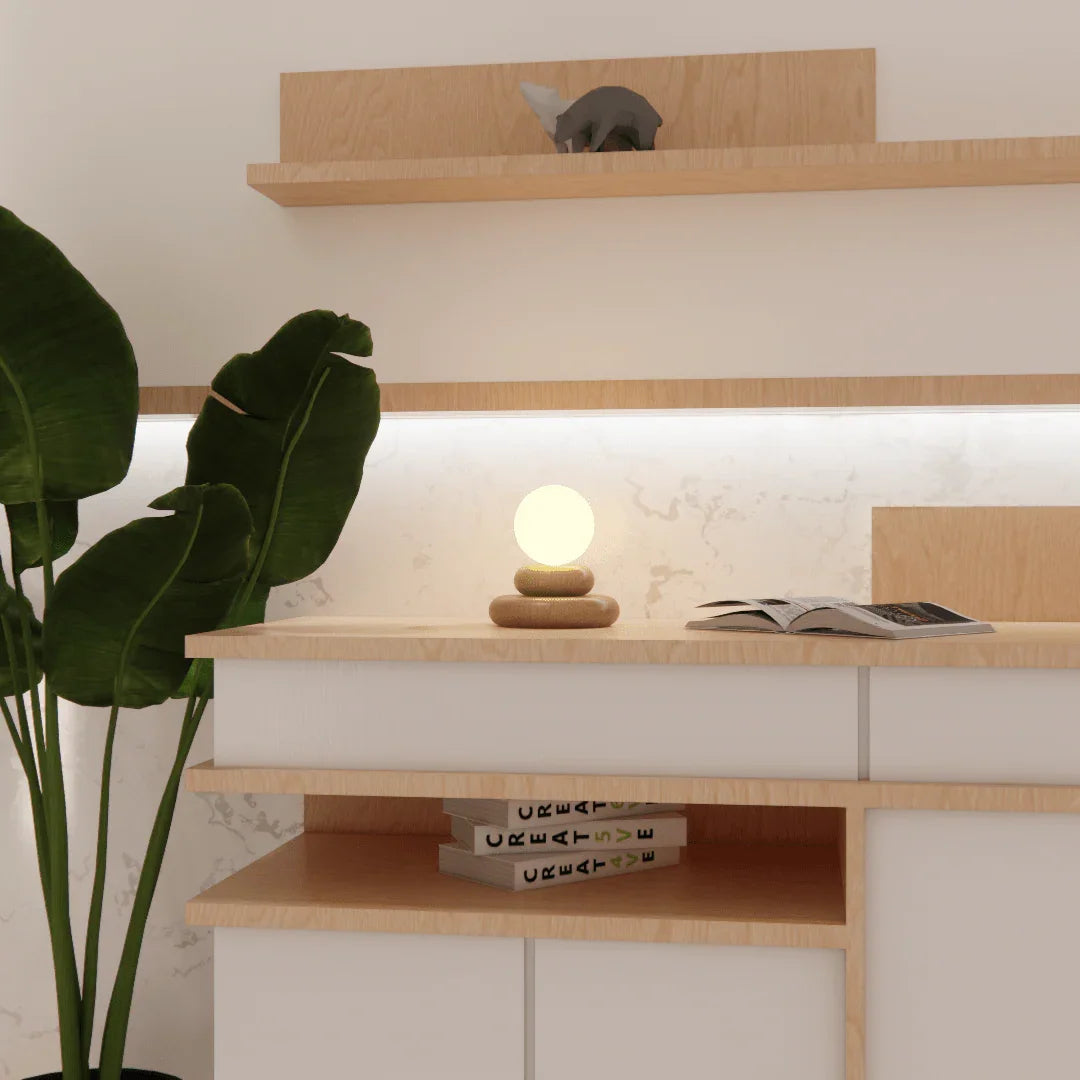 Teak Wood Table Lamp | Handcrafted Desk Lamp with Warm Glow for Living Room & Bedroom