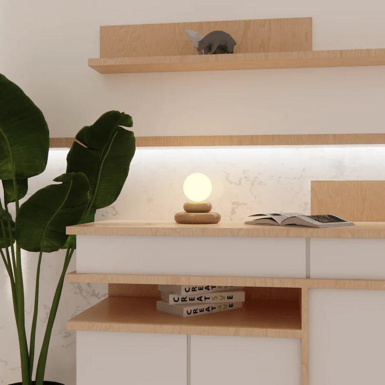 Teak Wood Table Lamp | Handcrafted Desk Lamp with Warm Glow for Living Room & Bedroom