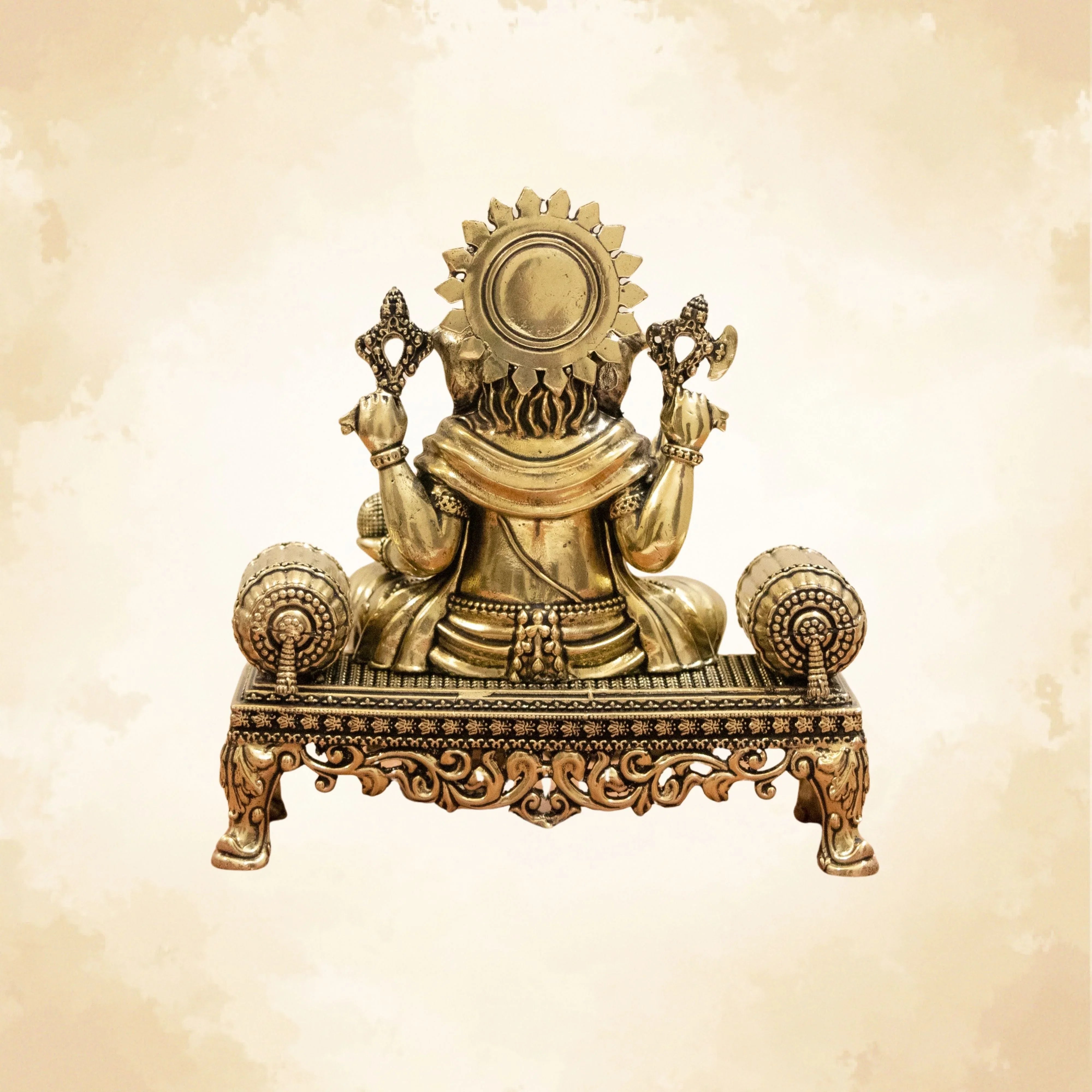 Royal Ganesha Brass Idol – Embodiment of Authority, Knowledge & Positivity - 5.5 Inches