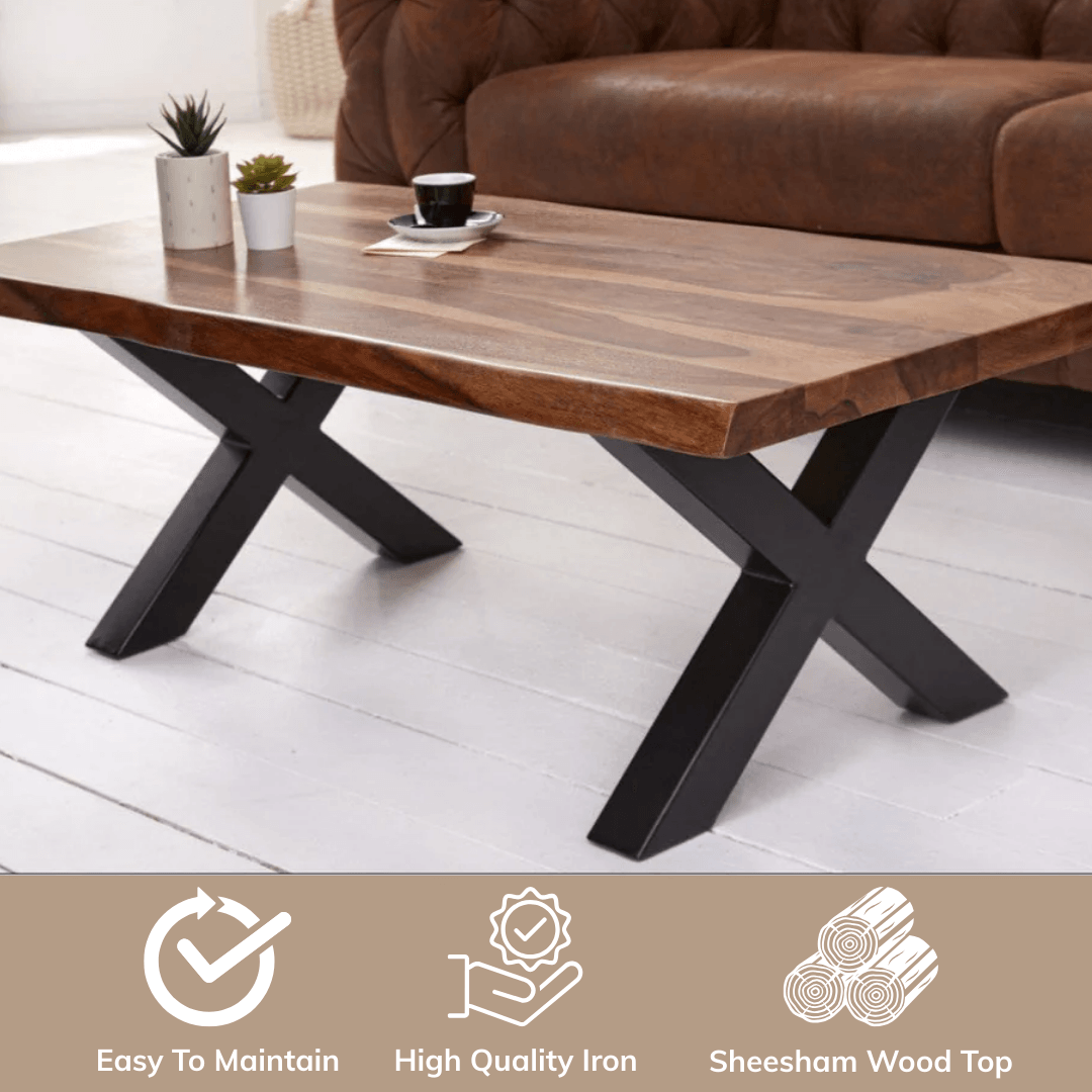 Fremont Sheesham Wood Coffee Table for Living Room | Sofa Center Table