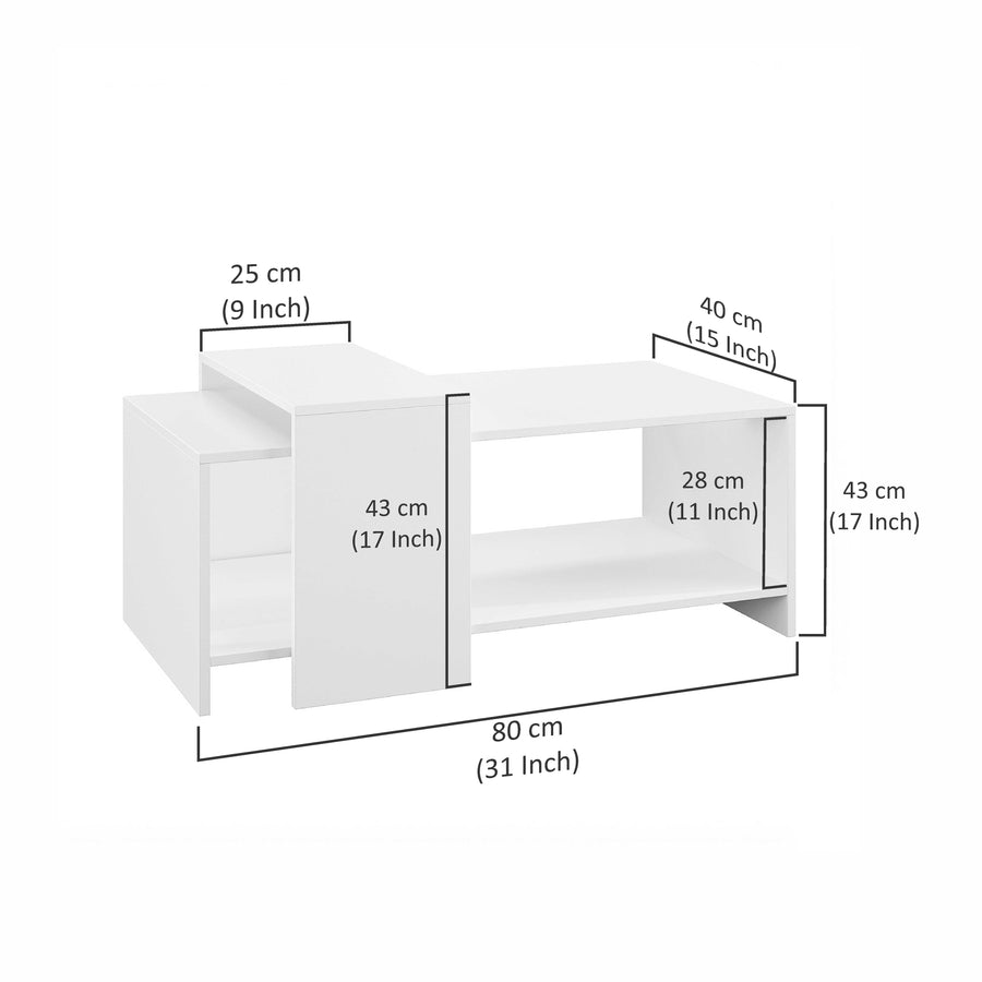 Coffee Table for Living Room with Storage Shelf - Blueten