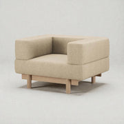 Alchemy Solid Ash Wood Armchair | Fabric Upholstery Chair