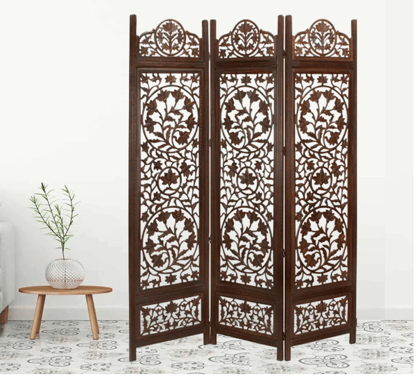 MDF Jali Folding Partition with Mango Wood Frame Design