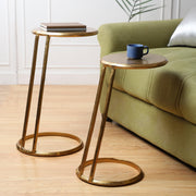 Modern Slanted Nesting Tables | Antique Finish Side Tables for Living Room