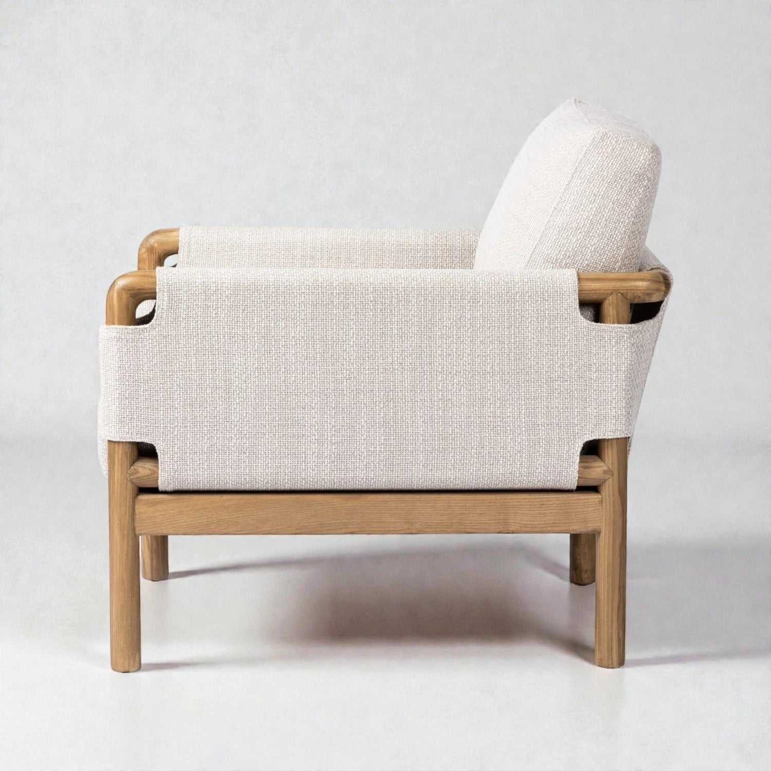 Cabello Solid Oak Wood & Fabric Upholstery