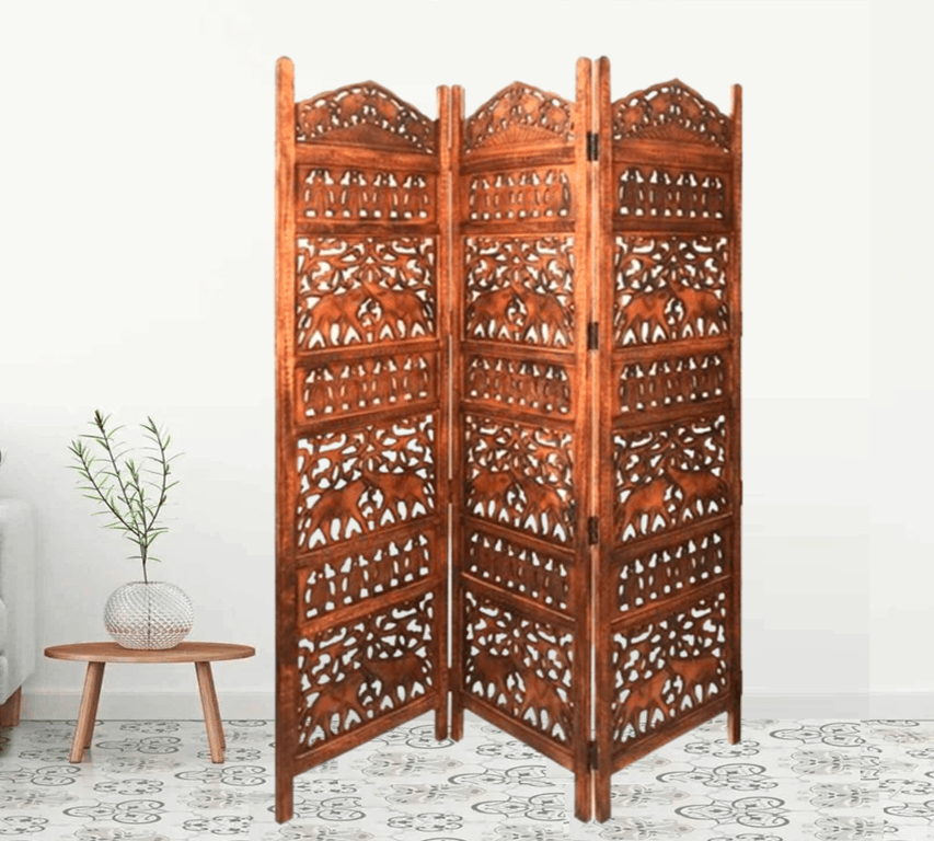 Mango Wood & MDF Jali Folding Furniture Room Separator