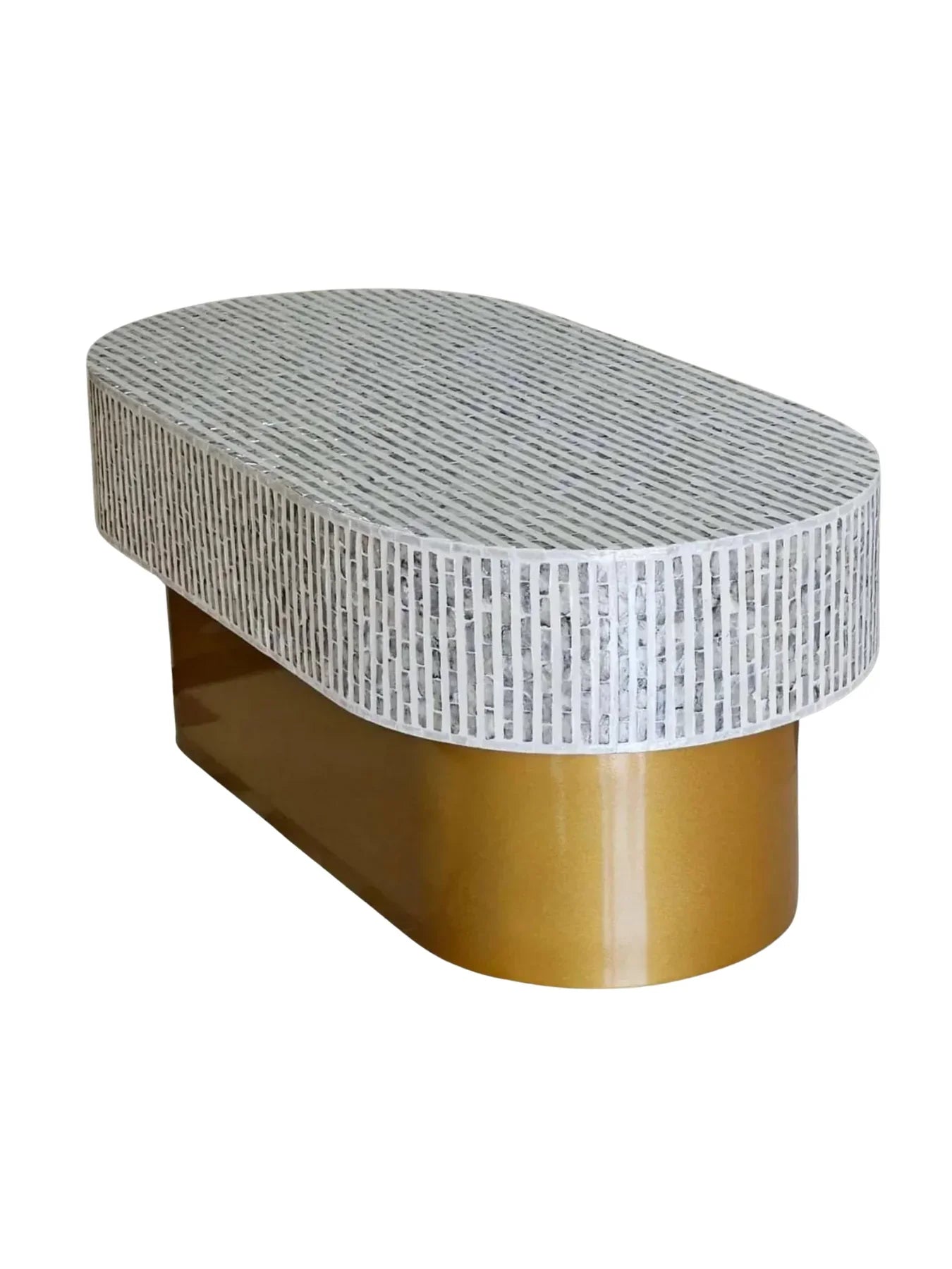 Mother of Pearl Round White Coffee Table- Cleo
