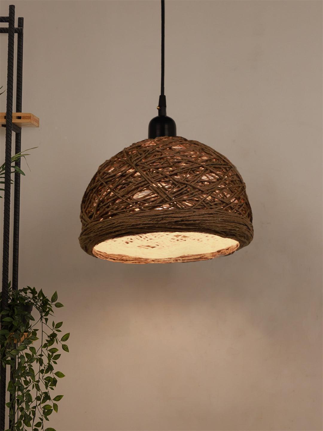 Bowl Shaped Modern Pendant Light Brown Ceiling Hanging Light Lamp