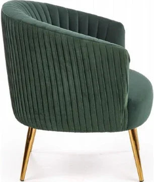 Green Cocooned Pattern Velvet Accent Chair