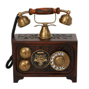 Decorative Non-Functional Antique Telephone - Brass and Wood Replica - Antique Finish
