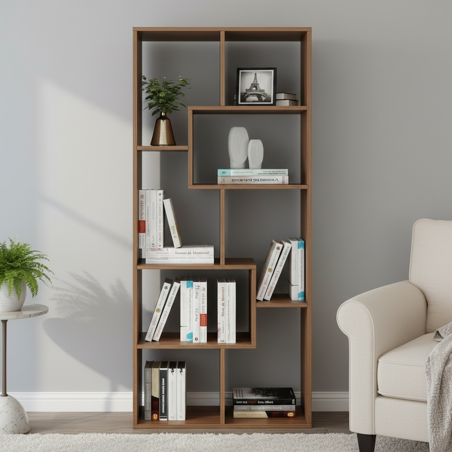 Modern Bookshelf with Storage Shelves - Medina