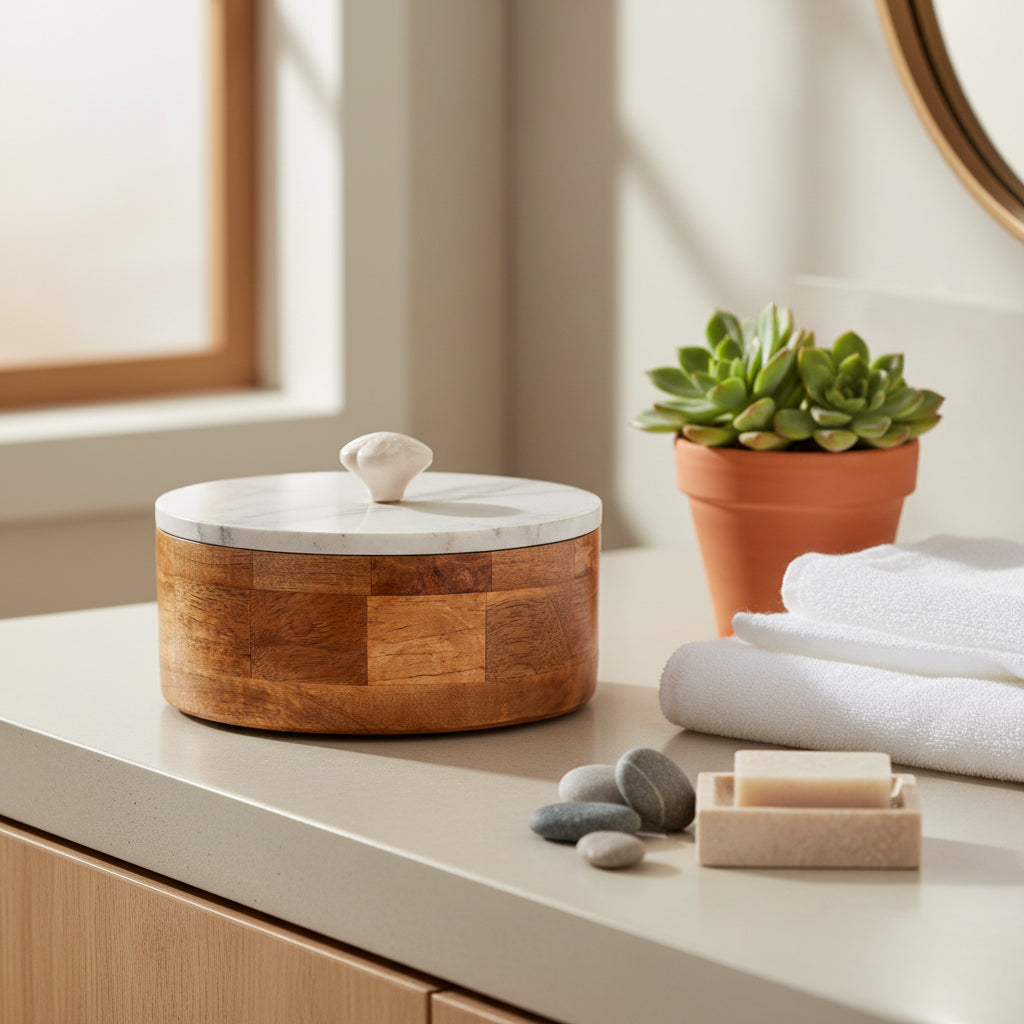 Wooden Round Box With Sunmica Lid