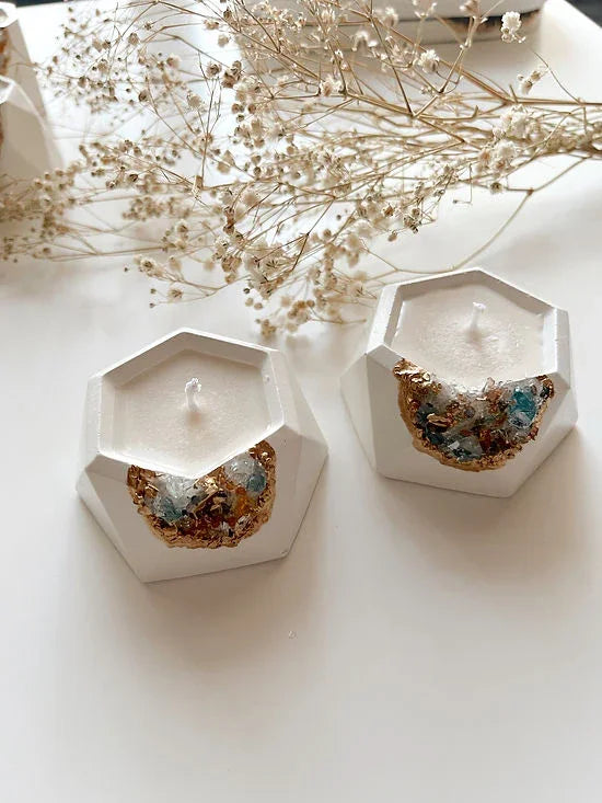 Concrete & Crystal Tea Light