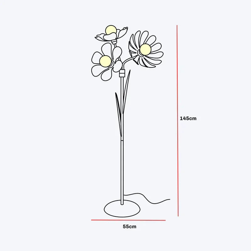 Petal Bloom Floor Lamp | Stainless Steel, Iron, Brass