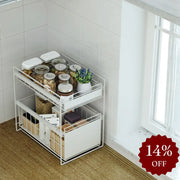 Pull Out Storage Drawer Rack| Utensils Holder Stand For Kitchen | 2-Tier Under Sink Organizers