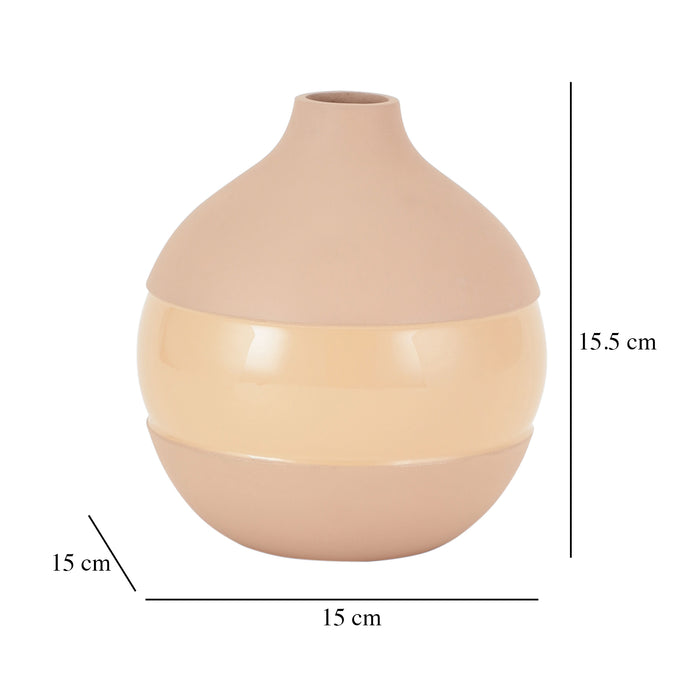 Klova Peach Enamel Vase With Enamel