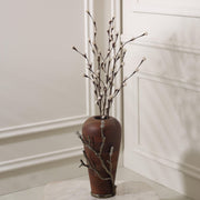 Wood Vase with Aluminium buds on it