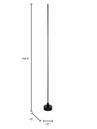 Modern Black LED Corner Floor Lamp with 60-Inch Sleek Pipe