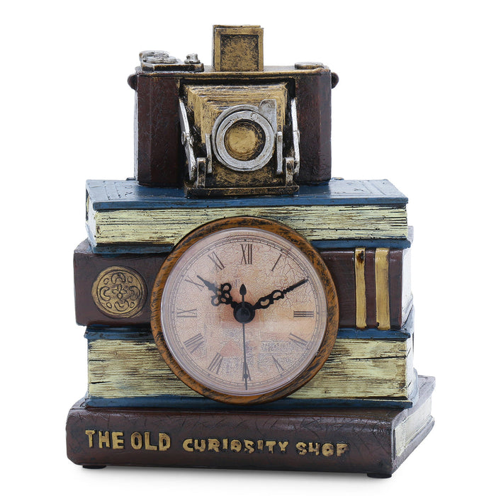 Antique Library Camera Tabletop Clock | Vintage Desk Timepiece