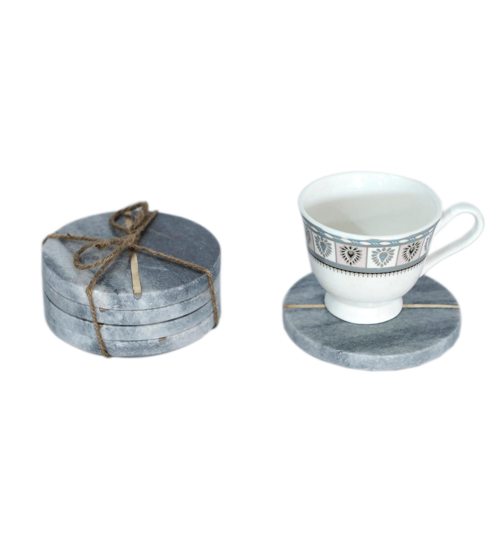 Marble Tea/Coffee/Cocktail Coaster Set of 4 pcs, Table Decorative Cocktail Coaster (Round) Heat-Resistant Coasters for Hot & Cold Beverages