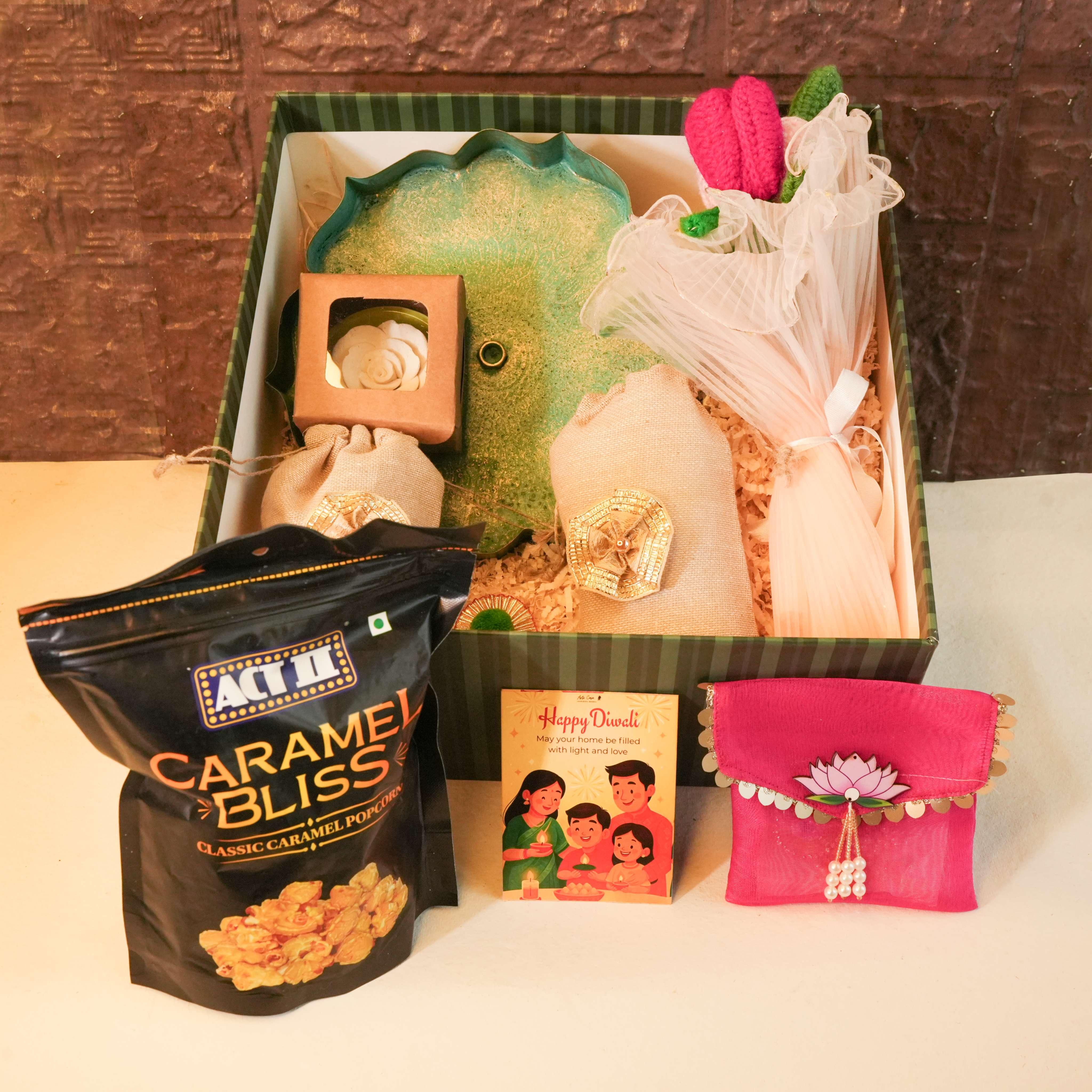 Diwali Bliss Box | Premium Diwali Gift Hamper with Dry Fruits, Urli, Diffuser & Festive Décor | Luxury Corporate Diwali Gifts