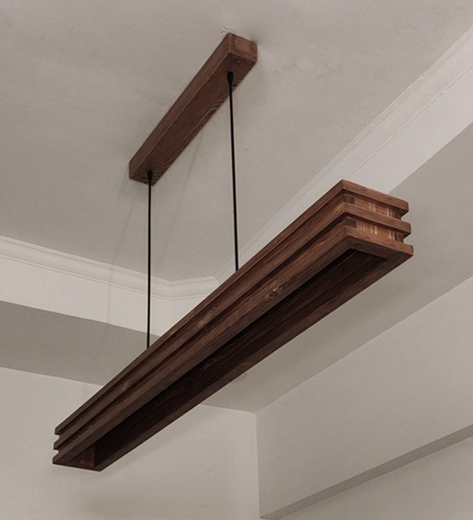 Artline Brown Wooden Led Single Hanging Lamp