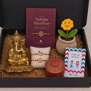 Divine Blessings Rakhi Box with Golden Ganesha Idol