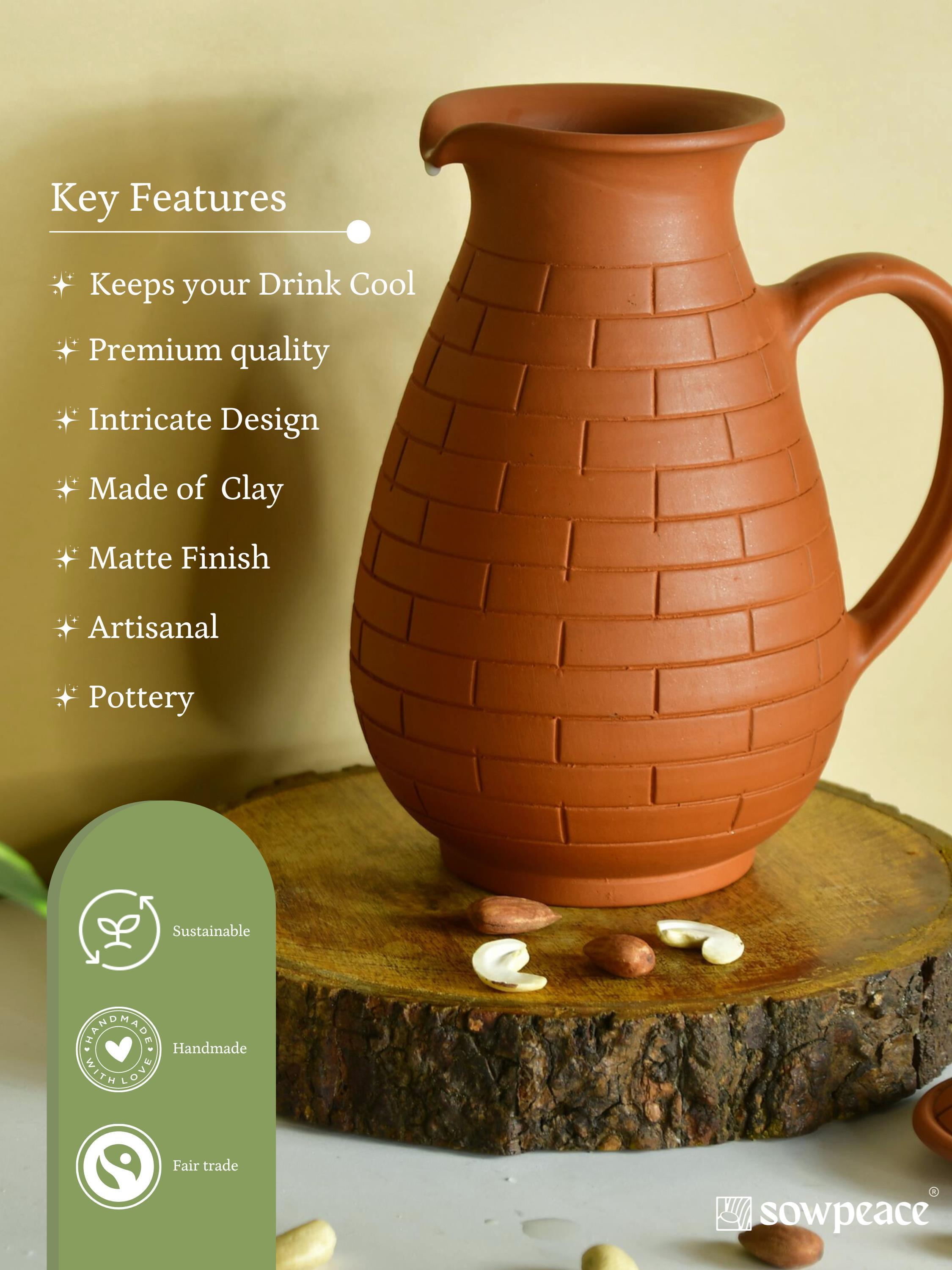 Premium Large Terracotta Jug For Water And Drinks
