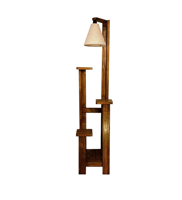 Dorian Wooden Floor Lamp with Jute Fabric Lampshade