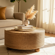 Regency Round Woven Coffee Table with Ball Feet