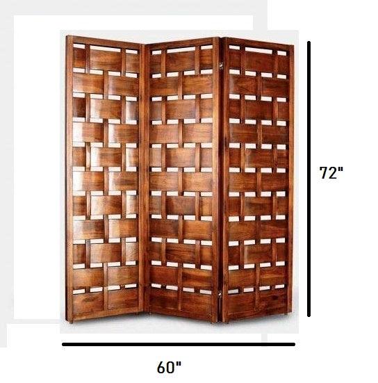Wooden Room Divider with Mango Frame and MDF Jali Panels