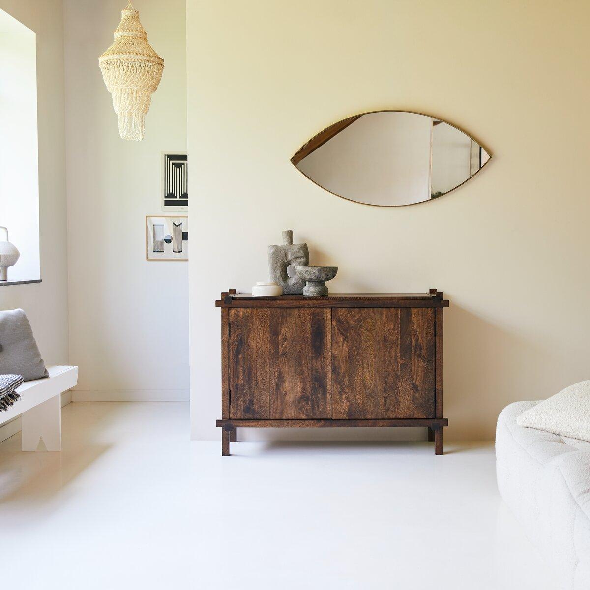 Takashi Solid Mango Wood Cabinet with 2 Door in Provincial Teak Finish