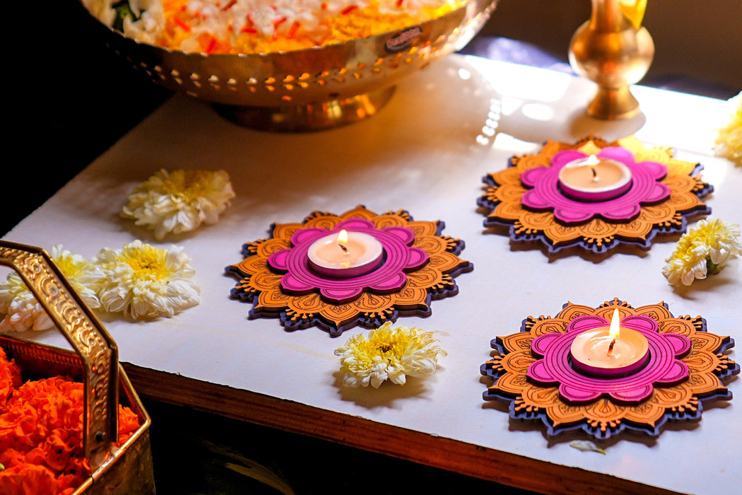 Nargis Tealights Candle Holder for Decor | Decorative Tealights for Pooja Room