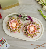 Duo Lotus Candle Platter (Blush)